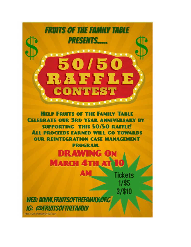 50/50 Raffle Contest – Fruits of the Family Table